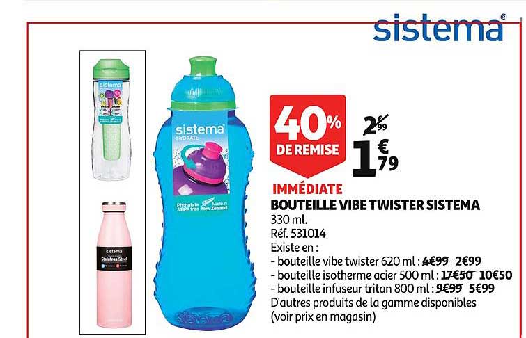 bouteille vibe twister sistema 40% de remise immédiate