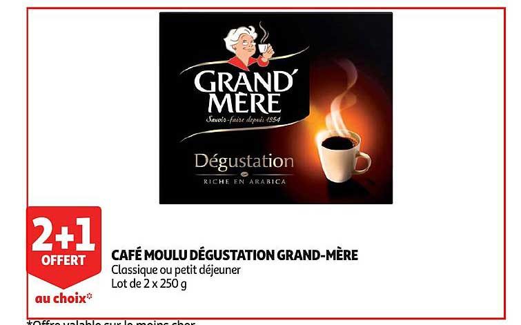 café moulu dégustation grand mère 2+1 offert au choix