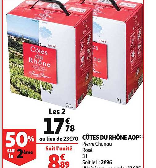 côtes du rhône aop pierre chanau 50% sur le 2ème