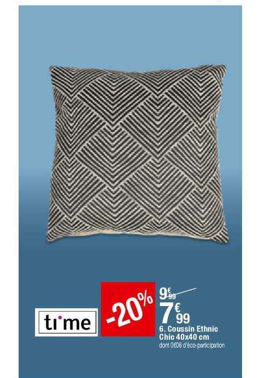 coussin ethnic chic 40x40 cm time