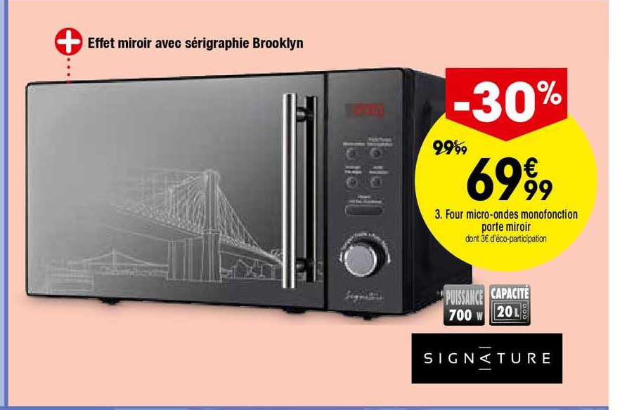 four micro ondes monofonction porte miroir signature