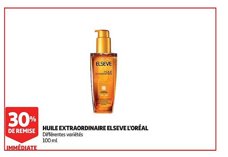 huile extraordinaire elsève l'oréal 30% de remise immédiate