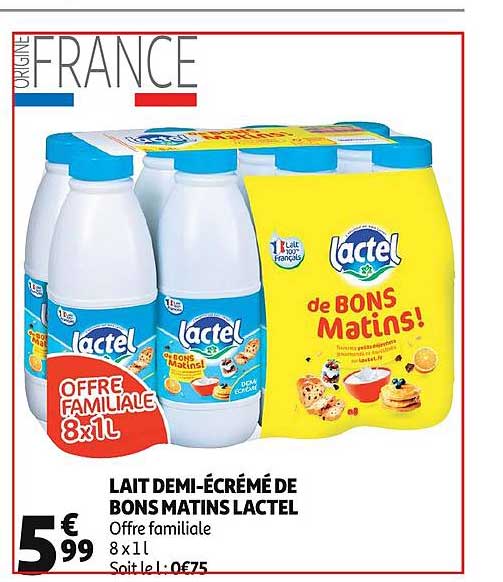 Lait Demi écrémé De Bons Matins Lactel