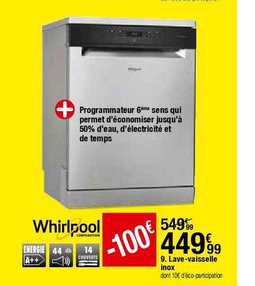 lave vaisselle inox whirlpool