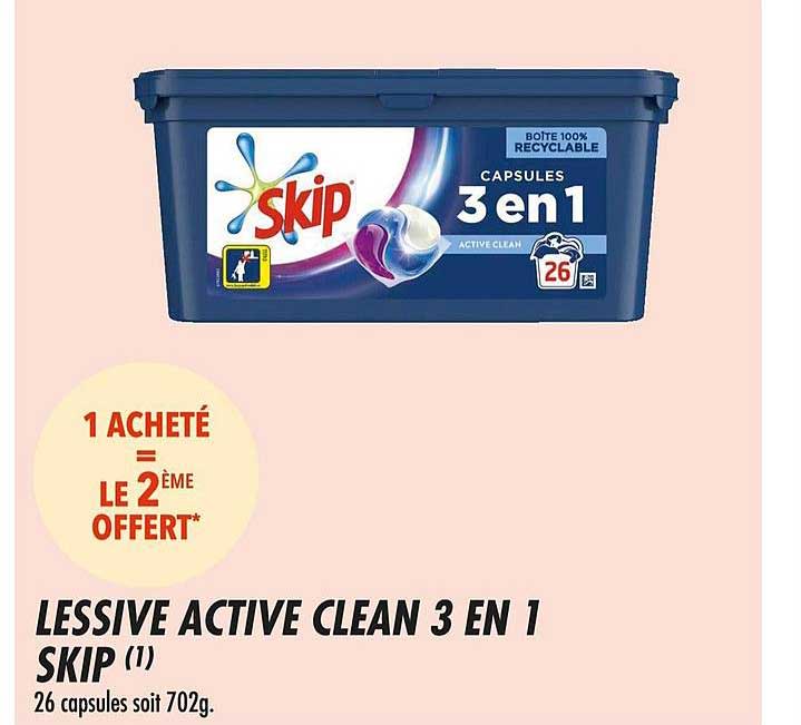 Lessive Active Skip Clean 3 En 1