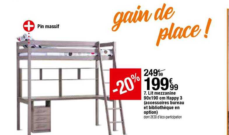 lit mezzanine 90x190 cm happy 3