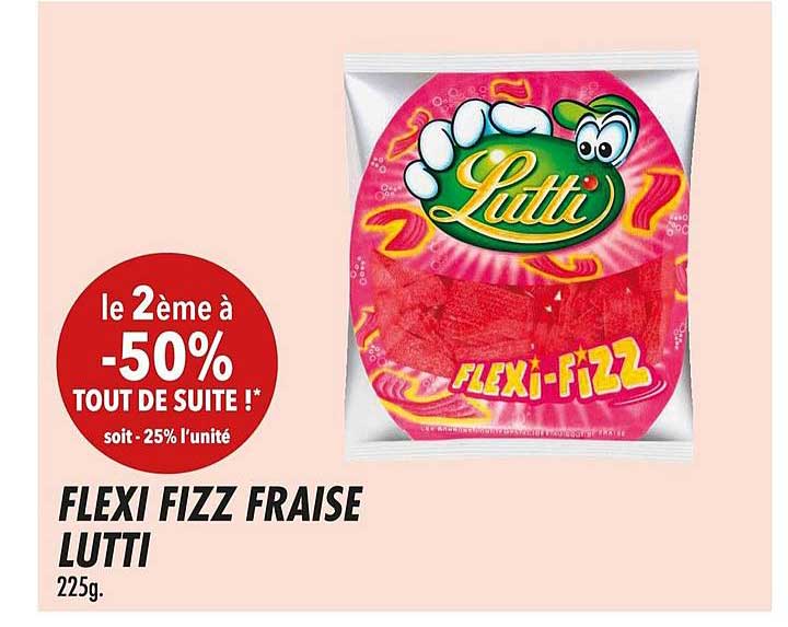 lutti flexi fizz fraise le 2ème -50%