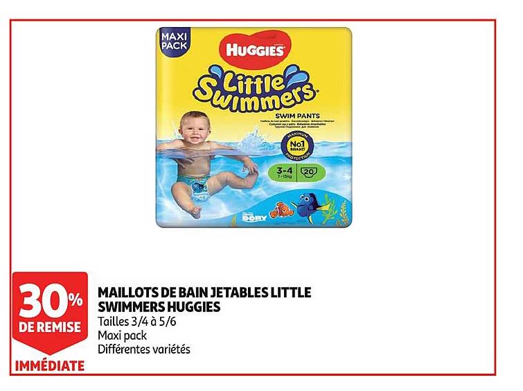 maillots de bain jetables little swimmers huggies 30% de remise immédiate