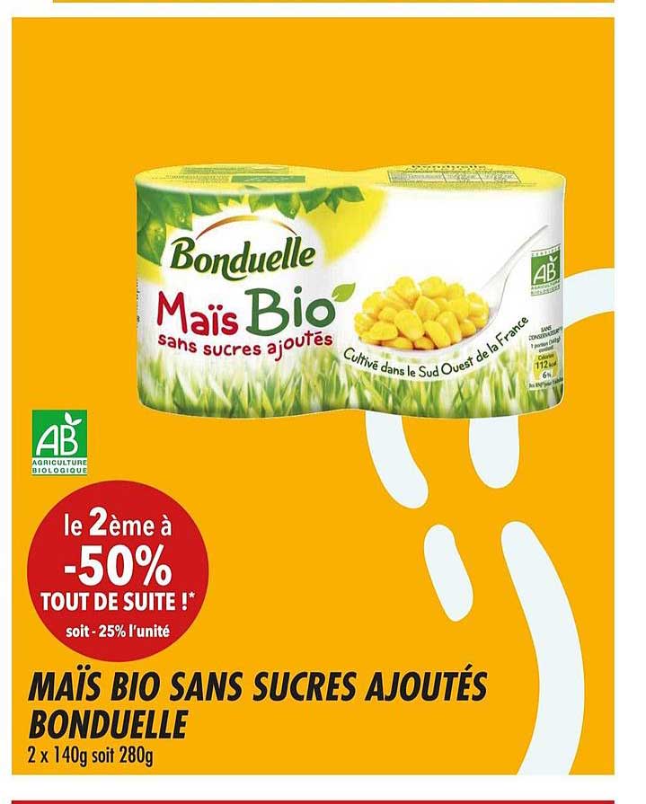 Maïs Bio Sans Sucres Ajoutés Bonduelle Le 2ème -50%