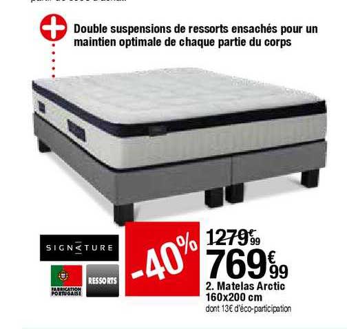 matelas arctic 160x200 cm signature ressorts