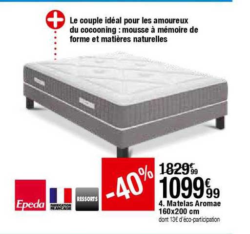 matelas aromae 160x200 cm epeda ressorts