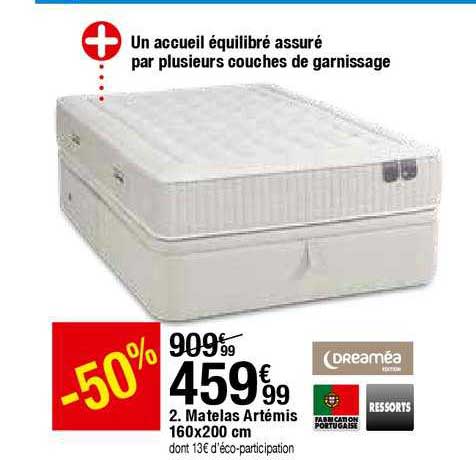 matelas artémis 160x200 cm dreaméa ressorts