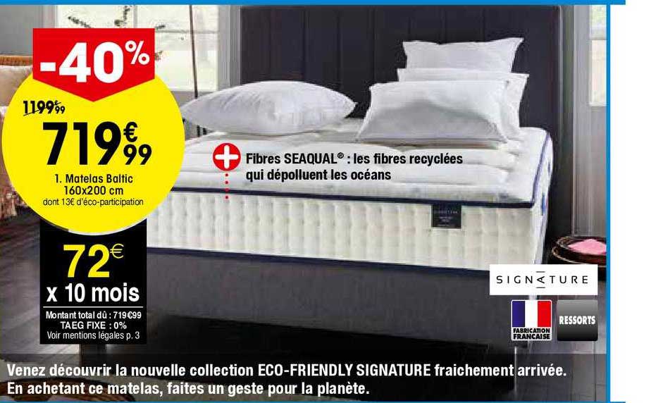 matelas baltic 160x200 cm signature ressorts