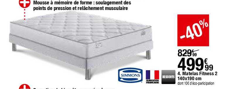 matelas fitness 2 140x190 cm simmons ressorts