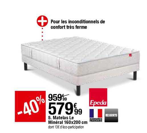 matelas le minéral 160x200 cm epeda ressorts