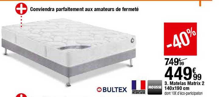 Matelas Matrix 2 140x190 Cm Bultex Mousse