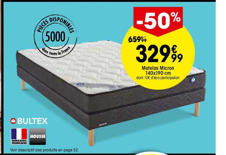 matelas micron 140x190 cm bultex mosse