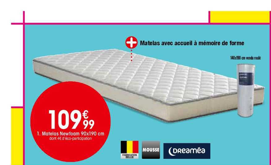 matelas newfoam 90x190 cm mousse dreaméa