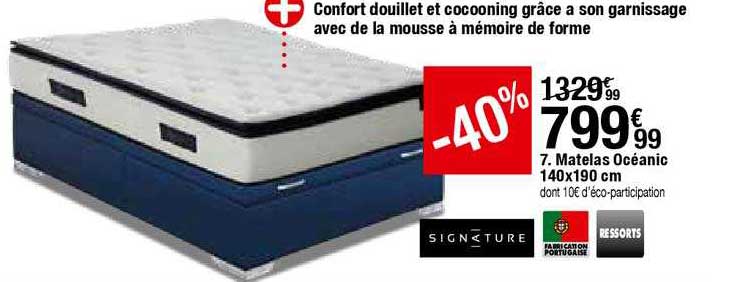 matelas océanic 140x190 cm signature ressorts