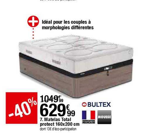 matelas total proctect 160x200 cm bultex mousse
