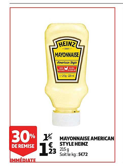 mayonnaise american style heinz 30% de remise immédiate
