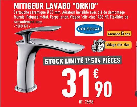 mitigeur lavabo orkid rousseau