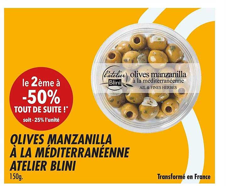 olives manzanilla à la méditerranéenne atelier blini le 2ème -50%