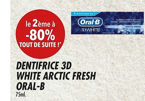 Oral B Dentifrice 3d White Arctic Fresh Le 2ème -80%