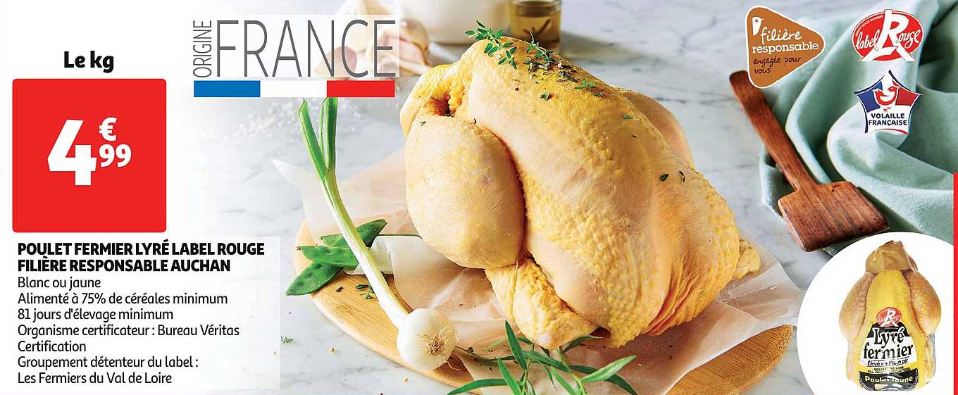 poulet fermier lyré label rouge filière responsable auchan