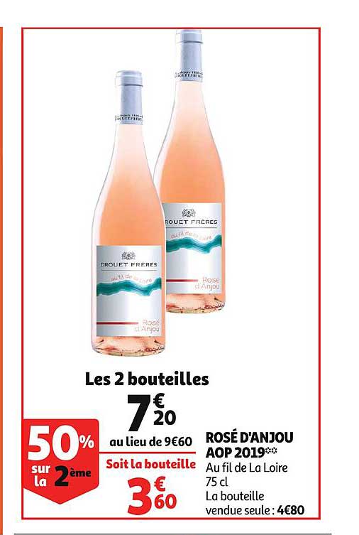 rossé d'anjou aop 2019 au fil de la loire 50% sur le 2ème