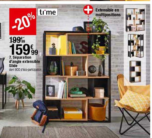 séparation d'angle extensible slide