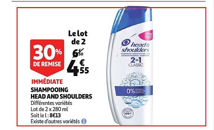 shampooing head and shoulders 30% de remise immédiate