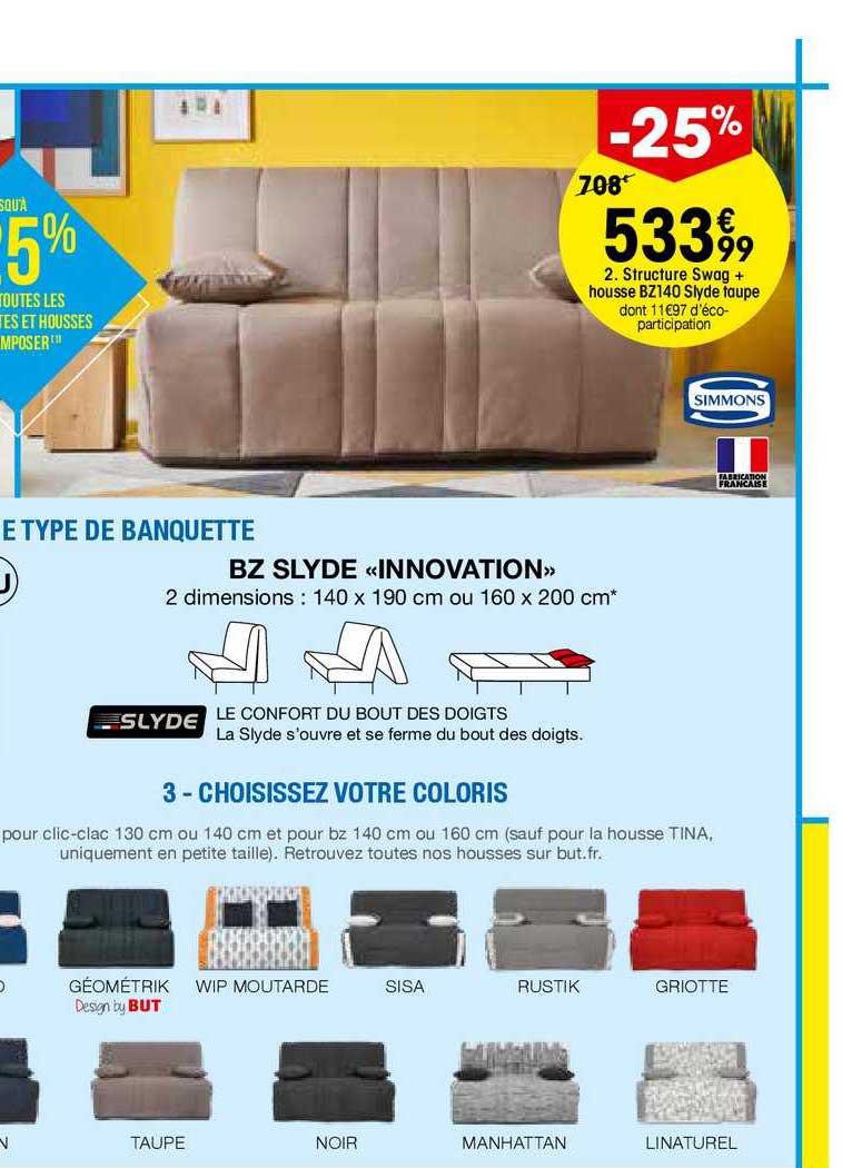 structure swag + housse bz140 slyde taupe simmons