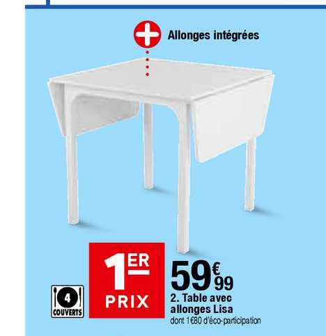table avec allonges lisa