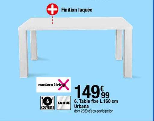 table fixe l. 160 cm urbana modern living