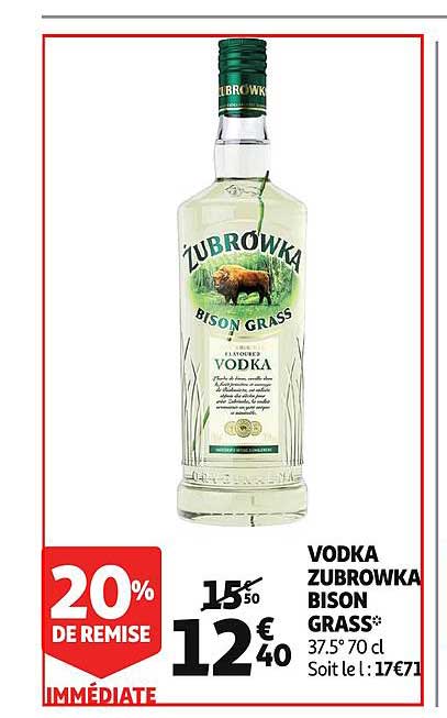 vodka zubrowka bison grass 20% de remise immédiate