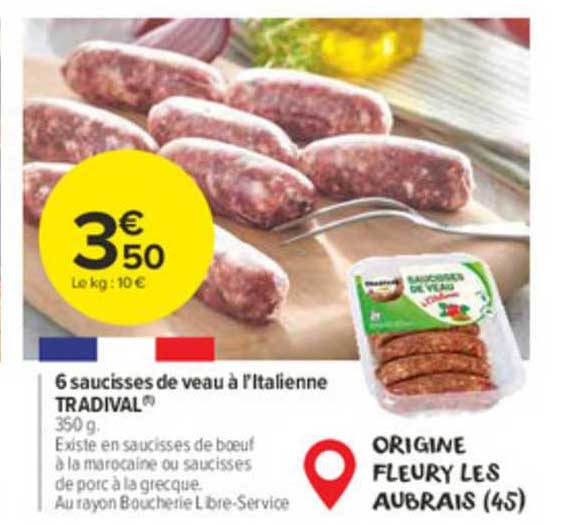 6 saucisses de veau à l'italienne tradival