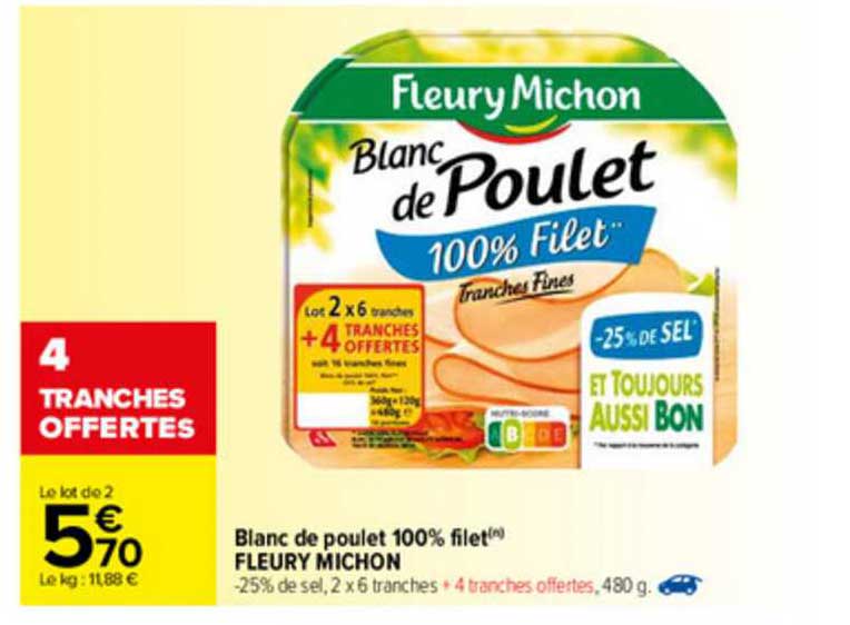 blanc de poulet 100% filet fleury michon