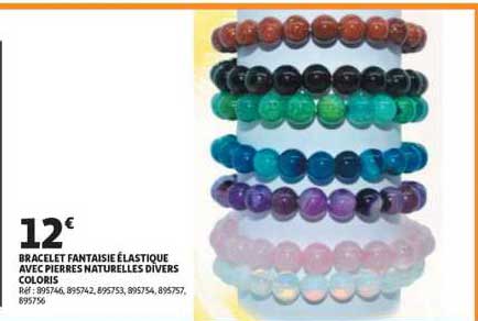 bracelet fantaisie élastique avec pierres naturelles divers coloris