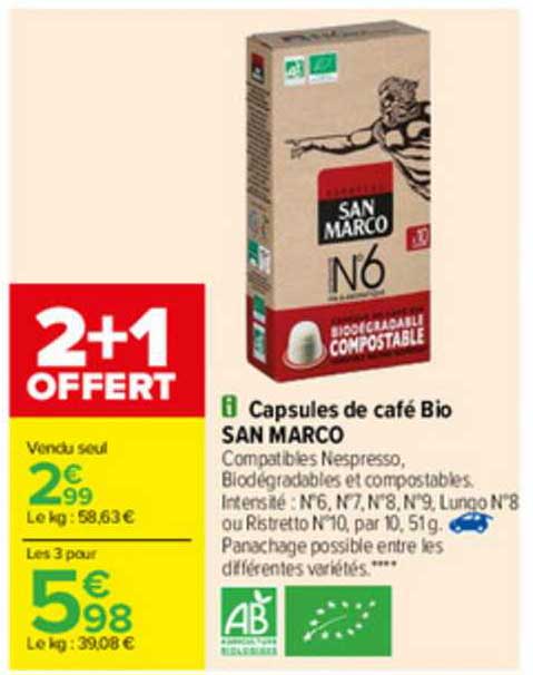 capsules de café bio san marco