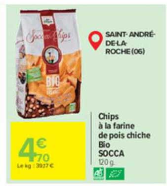 chips à la farine de pois chiche bio socca