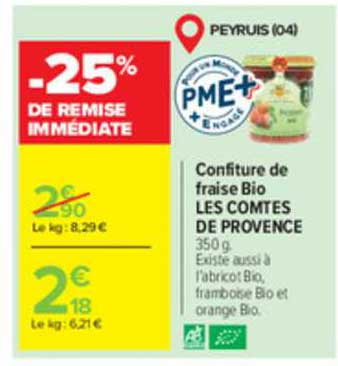 confiture de fraise bio les comtes de provence