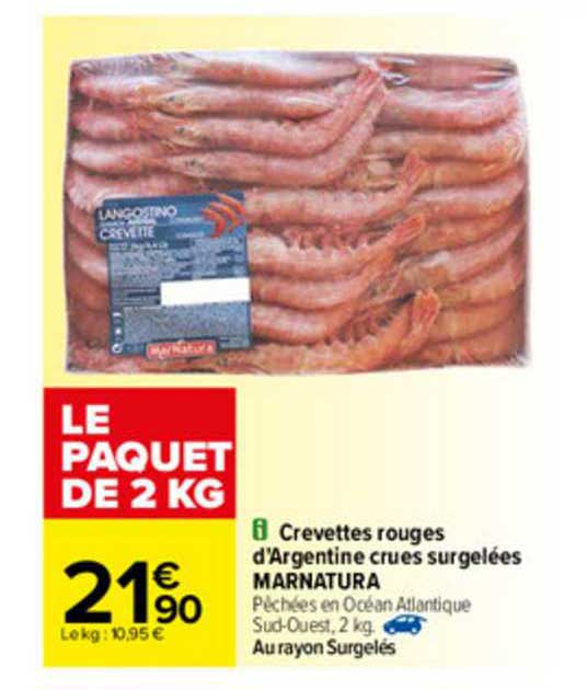 crevettes rouges d'argentine crues surgelées marnatura