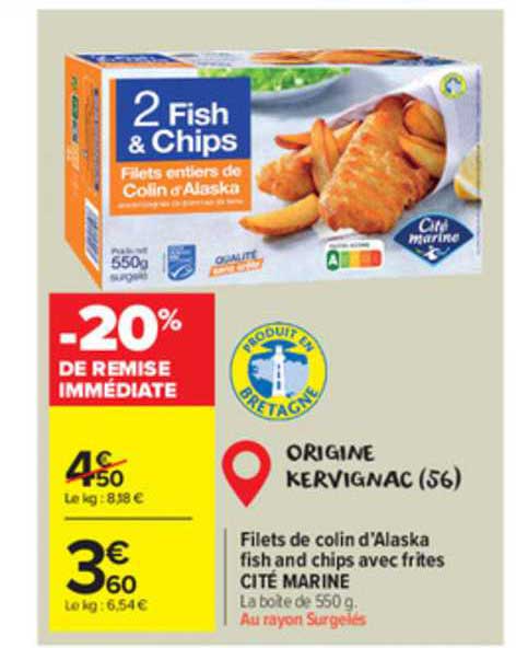 Filets De Colin D'alaska Fish And Chips Avec Frites Cité Marine