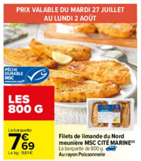 filets de limande du nord meunière msc cité marine