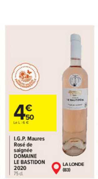 i.g.p. maures rosé de saignée domaine le bastidon 2020