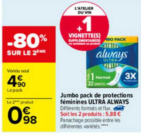 jumbo pack de protections féminines ultra always