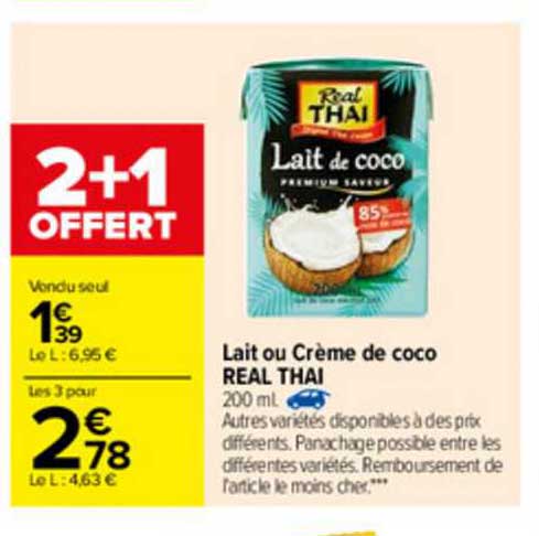 lait ou crème de coco real thai