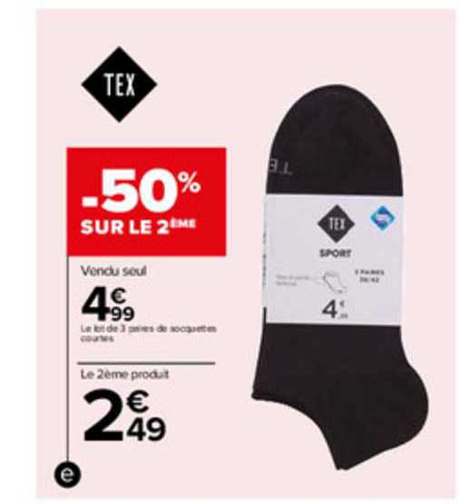 Le Lot De 3 Paires De Socquettes Courtes Tex Sport