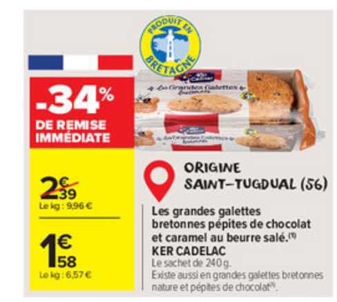 les grandes galettes bretonnes pépites de chocolat et caramel au beurre salé. ker cadelac